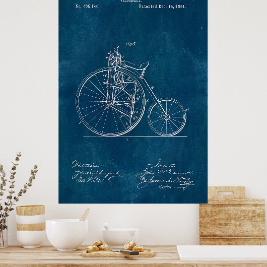 Velocipede Blueprint Poster (Keuken)