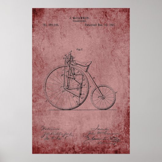 Velocipede Blueprint Poster (Voorkant)
