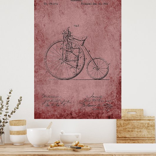Velocipede Blueprint Poster (Keuken)