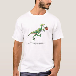 Velociraptor cartoon dinosaur basketbal t-shirt