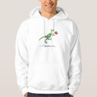 velociraptor cartoon dinosaurus met basketbal hoodie
