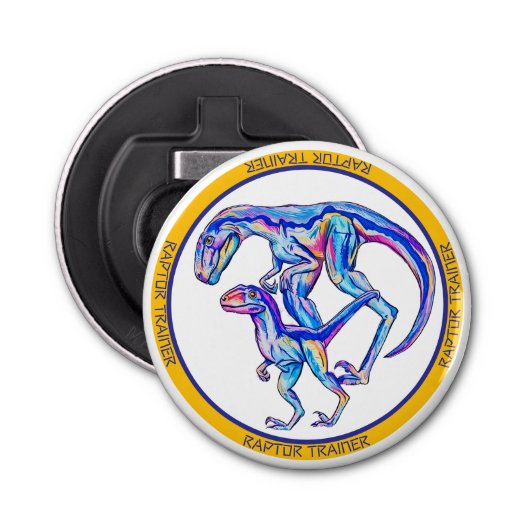 Velociraptor Cool Dinosaur Button Flesopener (Voorkant)