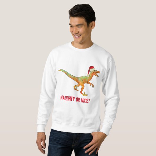 Velociraptor Dinosaur Festive Funny Raptor Slogan Trui (Voorkant volledig)