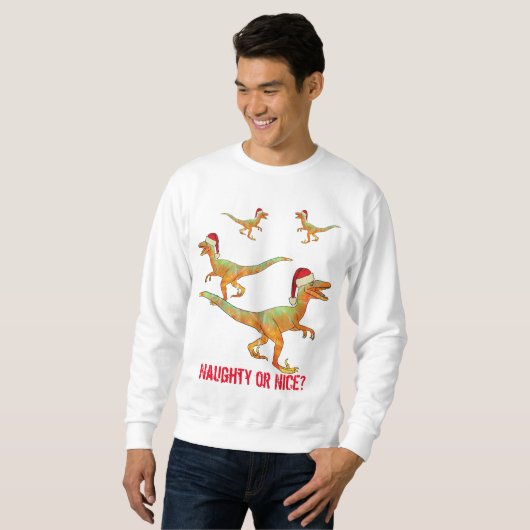 Velociraptor Dinosaur Funny kerstslogan Trui (Voorkant volledig)