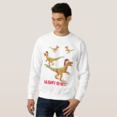 Velociraptor Dinosaur Grappige Kerst Slogan Trui (Voorkant volledig)