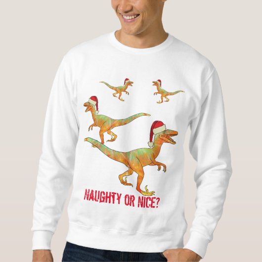 Velociraptor Dinosaur Grappige Kerst Slogan Trui (Voorkant)