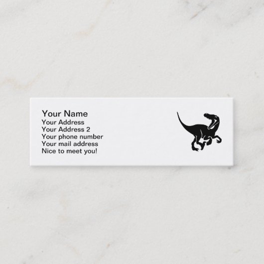 Velociraptor dinosaur mini visitekaartje (Voorkant)