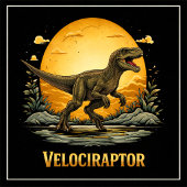 Velociraptor Dinosaur Prehistoric Moon Tri-Blend Shirt
