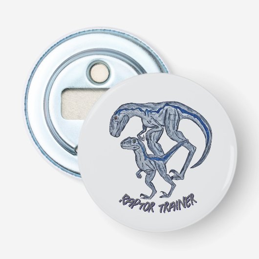 Velociraptor Dinosaur Raptor Trainer Button Flesopener (Voorkant)