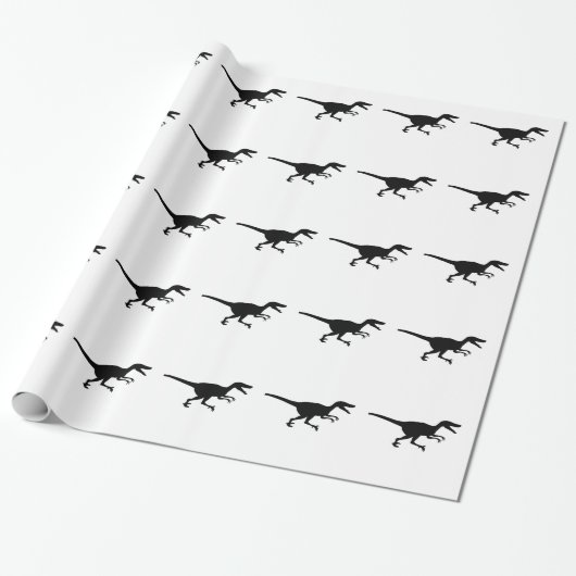 Velociraptor Dinosaur Wrapping Paper Cadeaupapier (Uitgerold)