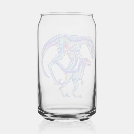 Velociraptor Dinosaurus Mom & Baby Blikvorm Glas (Voorkant)