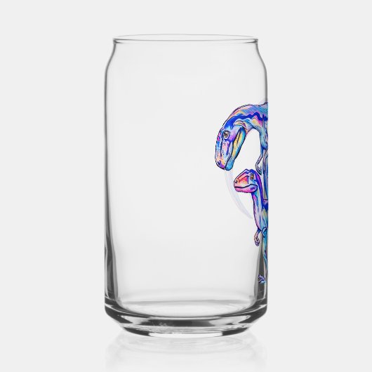 Velociraptor Dinosaurus Mom & Baby Blikvorm Glas (Links)