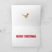 Velociraptor Funny Festive Santa Raptor Dinosaur Kaart (Binnen)
