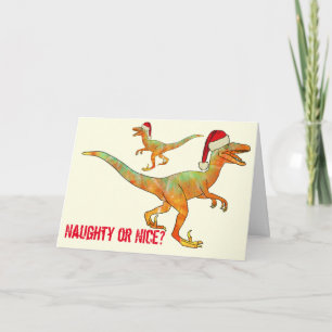 Velociraptor Funny Festive Santa Raptor Dinosaur Kaart