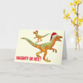 Velociraptor Grappig Feestelijk Kerstman Raptor Di Kaart (Gele Bloem)