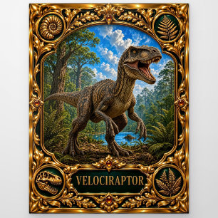 Velociraptor, met juwelen versierde erfstuk kunst briefkaart
