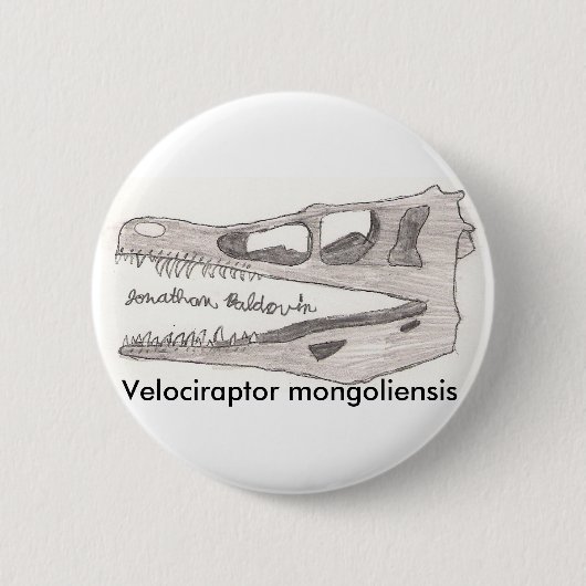 Velociraptor mongoliensis ronde button 5,7 cm (Voorkant)