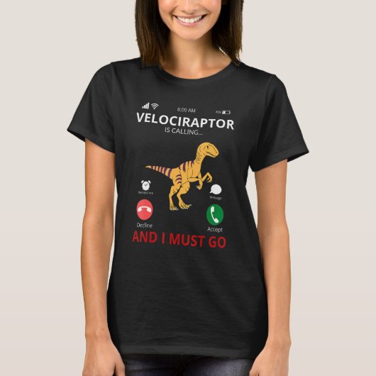 Velociraptor noemt Dinosaur T-shirt (Voorkant)