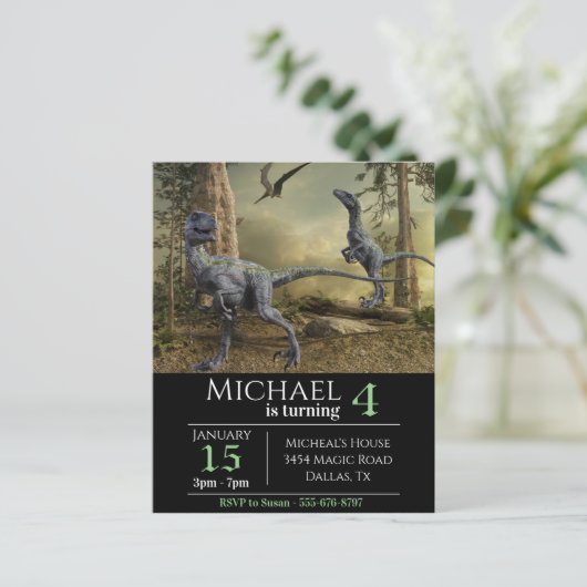 Velociraptor Raptor Dinosaur Birthday (Staand voorkant)