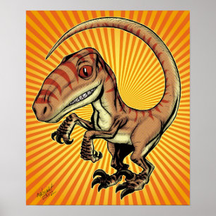 Velociraptor Raptor Dinosaur door Marco D Carillo Poster