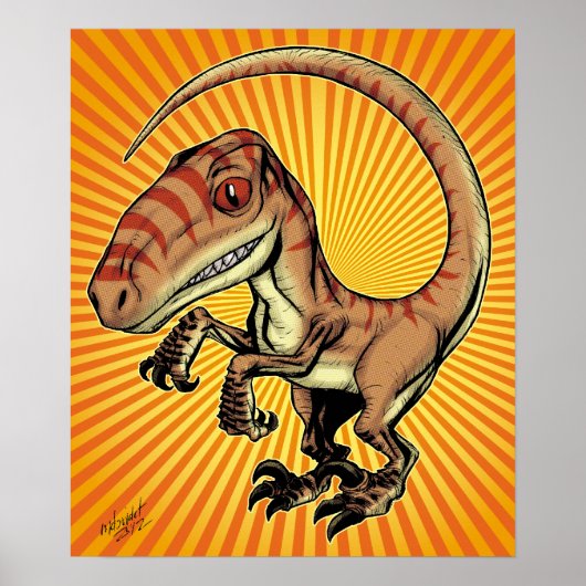 Velociraptor Raptor Dinosaur door Marco D Carillo Poster (Voorkant)