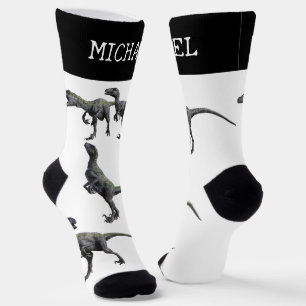 Velociraptor Raptor Dinosaur gepersonaliseerde naa Sokken