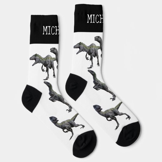 Velociraptor Raptor Dinosaur gepersonaliseerde naa Sokken (Rechts)