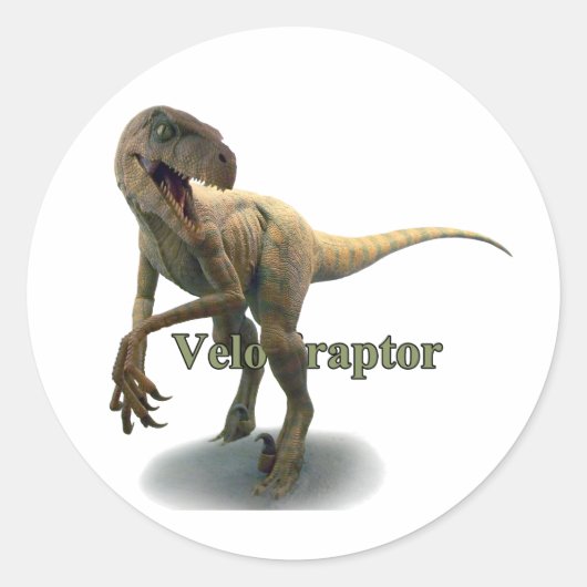 Velociraptor Ronde Sticker (Voorkant)