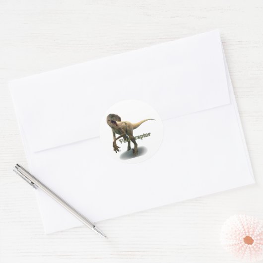Velociraptor Ronde Sticker (Envelop)