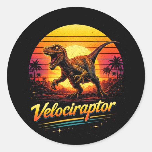 Velociraptor Ronde Sticker (Voorkant)
