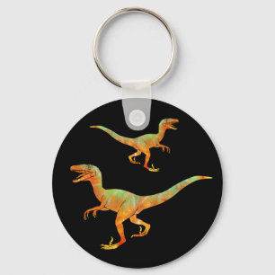 Velociraptor Scary Jurassic Dinosaur Art Sleutelhanger