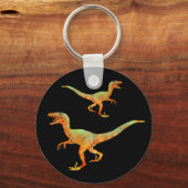 Velociraptor Scary Jurassic Dinosaur Art Sleutelhanger (Voorkant)