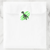 Velociraptor silhouette - Kies achtergrondkleur Ronde Sticker (Tas)