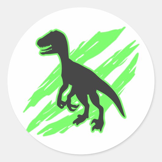 Velociraptor silhouette - Kies achtergrondkleur Ronde Sticker (Voorkant)