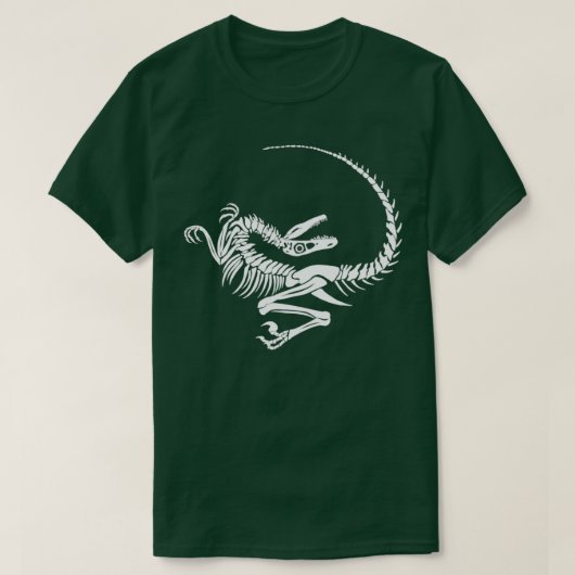Velociraptor Skeleton omgekeerd T-shirt (Design voorkant)