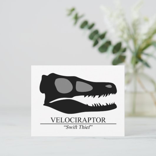 Velociraptor Skull Briefkaart (Staand voorkant)
