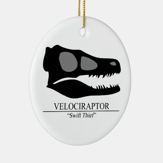 Velociraptor Skull Keramisch Ornament (Rechts)