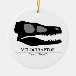 Velociraptor Skull Keramisch Ornament