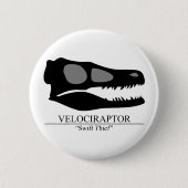 Velociraptor Skull Ronde Button 5,7 Cm (Voorkant)
