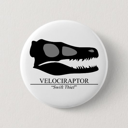 Velociraptor Skull Ronde Button 5,7 Cm (Voorkant)