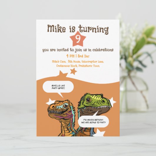 Velociraptor-thema Dino-Loving Boys 'Verjaardag Kaart (Staand voorkant)