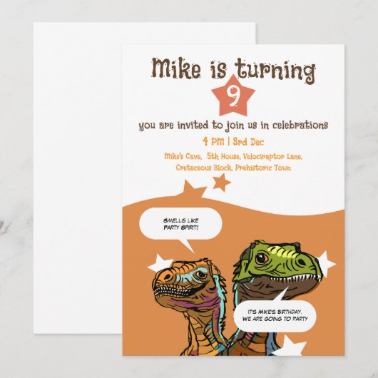 Velociraptor-thema Dino-Loving Boys 'Verjaardag Kaart (Voorkant / Achterkant)