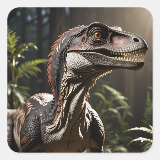 Velociraptor Vierkante Sticker (Voorkant)