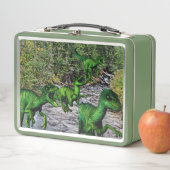 Velociraptors door een bergstroom (In situ)