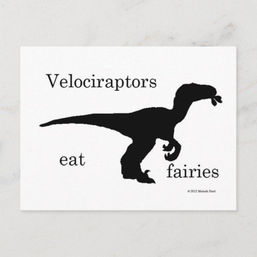 velociraptors eten fairies briefkaart (Voorkant)