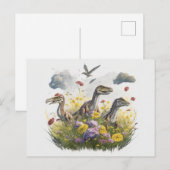 Velociraptors in een weide briefkaart (Voorkant / Achterkant)