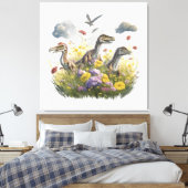 Velociraptors in een weide canvas afdruk (Insitu (Slaapkamer))
