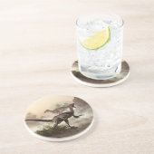 Velociraptors Zandsteen Onderzetter (Zijkant)