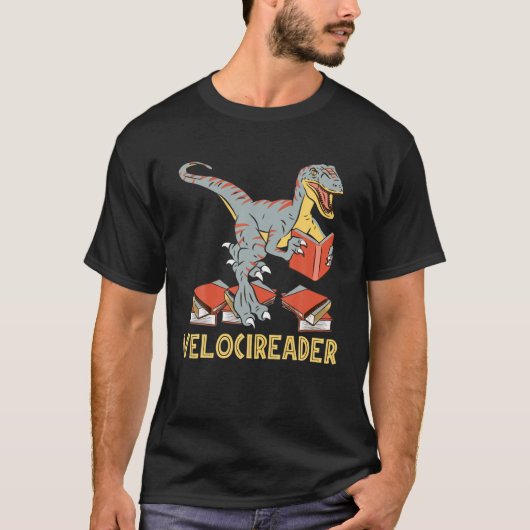 Velocireader Funny Dinosaur Reading Gift T-shirt (Voorkant)