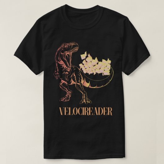 Velocireader Geweldige Velociraptor Reader dinosau T-shirt (Design voorkant)